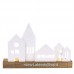 Rader Porta Tealight City con Base 25x7x16.50 Legno e Porcellana