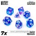 Green Stuff World Mix Dice Set 16mm Light Blue Purple 7 pcs