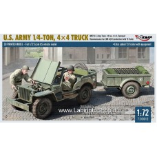 Mirage Hobby 1/72 U.S. Army 1/4 Ton 4x4 Truck Plastic Model Kits