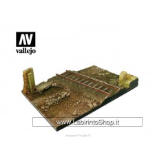 Vallejo Diorama Bases Sc104 Country Road Cross With Railway Section 1/35 31x21 cm Non Dipinto