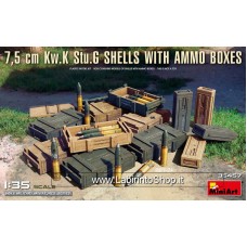 Miniart - 35457 - 1/35 7,5cm Kw.K Stu.G Shells with Ammo Boxes Plastic Model Kits