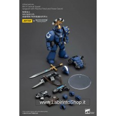 Joytoy Warhammer 1/18 Ultramarines MK VI Tactical Squad Sergeant with Plasma Pistol and Power Sword 12 cm Action Figure