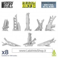 Green Stuff World Resin Bits - Miscellaneous - Industrial Metal Beams 1/48 8 pcs