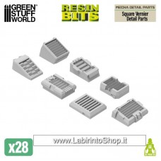 Green Stuff World Resin Bits - Mecha Detail Parts - Square Vernier Detail Parts