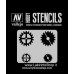 Vallejo Stencils - 125 x 125 mm - St-SF001 Sci-Fi Fantasy - Gear Markings