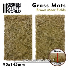Green Stuff World Grass Mat Cutouts - Grass Mats Cut-Out Brown Moor Fields 10mm 90x145 x 2